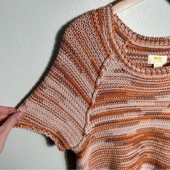 Maeve By Anthropologie Orange Space-Dye Ada Cotton Crew Neck Sweater Size Small - Picture 5 of 13